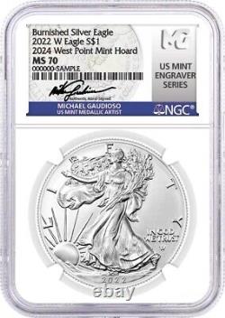 2022 W $1 Burnished Silver Eagle 2024 West Point Mint Hoard NGC MS70 Gaudioso