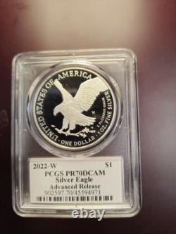 2022 W American Silver Eagle PR70 DCAM Emily Damstra Advanced Release E-101