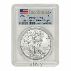 2022 W Burnished American Silver Eagle, PCGS SP70 First Strike
