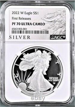 2022 W PROOF SILVER EAGLE, NGC PF70UC FIRST RELEASES, ALS LABEL, with OGP, IN HAND