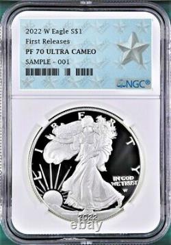 2022 W Proof American Silver Eagle, Ngc Pf70uc First Releases, Wp Silver Star
