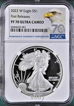 2022 W Proof Silver Eagle, Ngc Pf70uc First Releases, Ase 70 Label, In Hand