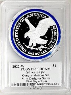 2022 W Proof Silver Eagle Pcgs Pr70 Congratulations Set Damstra Designer Series