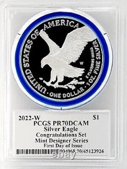 2022 W Proof Silver Eagle Pcgs Pr70 Congratulations Set Damstra Designer Series