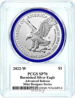 2022-w Advanced Release Burnished Silver Eagle-pcgs Sp70-mint Designer-damstra