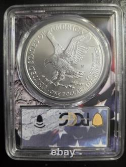 2022-w Burnished Silver Eagle Pcgs Sp70 Us Mint Private Auction Flag Core
