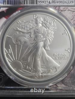 2022-w Burnished Silver Eagle Pcgs Sp70 Us Mint Private Auction Flag Core