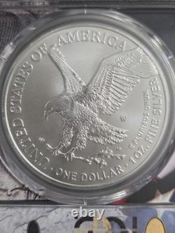 2022-w Burnished Silver Eagle Pcgs Sp70 Us Mint Private Auction Flag Core