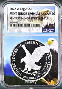 2022 w proof silver eagle ngc mint error pf69 uc minor reverse struck thru