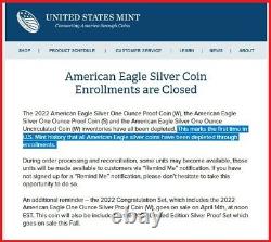 2022 w proof silver eagle ngc pf70 uc first day of issue eagle mtn label w coa