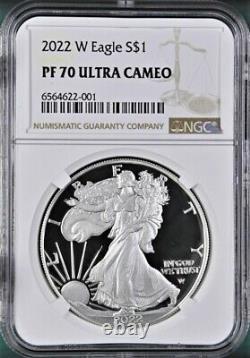 2022 w proof silver eagle ngc pf 70 uc brown label with coa