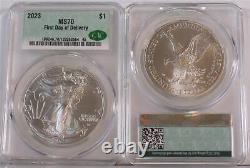 2023 $1 1 Ounce Mint State American Silver Eagle CAC MS70 First Day of Delivery
