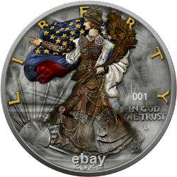 2023 $1 STEAM PUNK AMERICAN EAGLE Numbering 1 Oz Silver Antique Finish Coin
