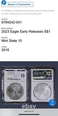 2023 $1 Silver Eagle Early Releases NGCX MS70 Rare 1 of 1,007 Spotless Mint