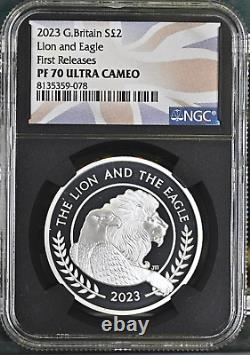 2023 1 oz Silver Mercanti Lion & Eagle NGC PF 70 Ultra Cameo FR Black Core withogp