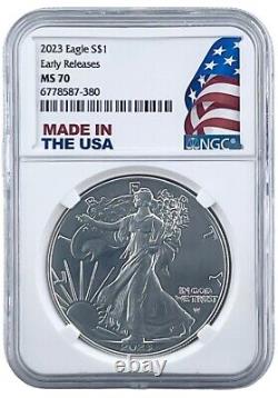 2023 1oz Silver Eagle NGC MS70 ER Made In The USA Label 20 Pack withCase