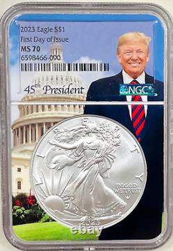2023 American Silver Eagle $1 NGC MS70 FIRST DAY OF ISSUE TRUMP Core