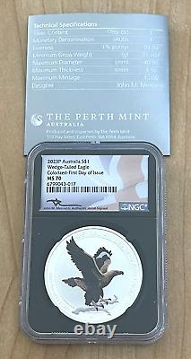 2023 Australia Wedge Tailed Eagle 1 oz Silver 1st Colorized First Day FDOI MS70