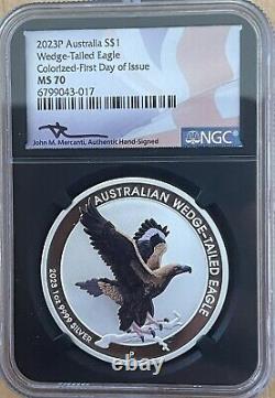 2023 Australia Wedge Tailed Eagle 1 oz Silver 1st Colorized First Day FDOI MS70