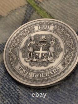 2023 Fiji $2 Black Eagle 2oz. 999 Silver Coin UHR Limited 999 Made Mint w Sleeve