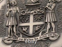 2023 Fiji $2 Black Eagle 2oz. 999 Silver Coin UHR Limited 999 Made Mint w Sleeve