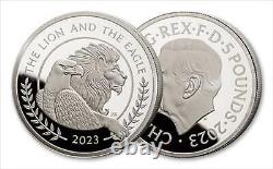 2023 Great Britain Mercanti Lion and Eagle 2 oz Silver Proof withOGP