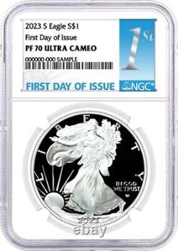 2023 S $1 Proof Silver Eagle NGC PF70 Ultra Cameo First Day of Issue 1st Label