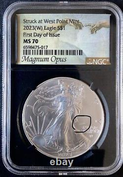 2023(W) $1 Silver Eagle NGC MS70 FDOI Struck At The West Pont Mint Magnum Opus