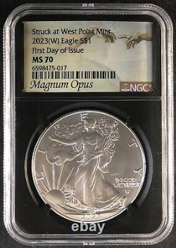 2023(W) $1 Silver Eagle NGC MS70 FDOI Struck At The West Pont Mint Magnum Opus