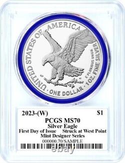 2023 (W) $1 Silver Eagle PCGS MS70 FDOI Damstra Mint Designer Series