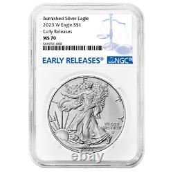 2023-W Burnished $1 American Silver Eagle NGC MS70 ER Blue Label