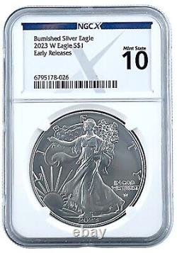2023 W Burnished Silver Eagle NGCX Mint State 10 Early Releases