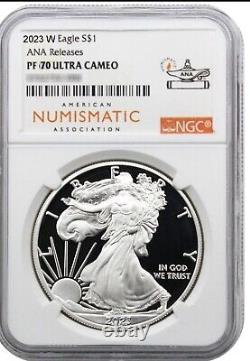 2023 W Proof $1 Silver Eagle NGC PF70 PHOENIX ANA SHOW RELEASES LIMITED ISSUE %