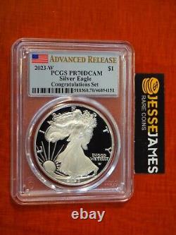 2023 W Proof Silver Eagle Pcgs Pr70 Dcam Advanced Release Congratulations Set