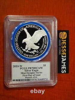 2023 W Proof Silver Eagle Pcgs Pr70 Dcam Emily Damstra Signed Fdi Phoenix Ana