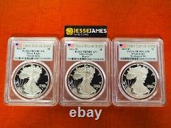 2023 W Proof Silver Eagle Pcgs Pr70 Dcam First Day Of Issue 3 Coin Location Set
