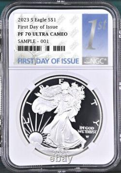 2023 s proof silver eagle ngc pf 70 uc first day of issue 1st label pre sale