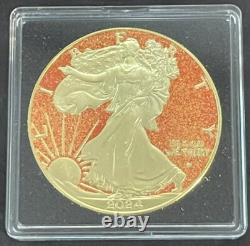 2024 1 Oz Silver American Eagle Precious Gems Topaz Dust Gold Edition Coin