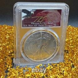 2024 $1 Silver Eagle FDOI PCGS MS70 Thomas Cleveland Signed Mint 1 of 300