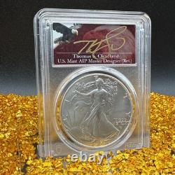 2024 $1 Silver Eagle FDOI PCGS MS70 Thomas Cleveland Signed Mint 1 of 300