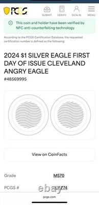 2024 $1 Silver Eagle FDOI PCGS MS70 Thomas Cleveland Signed Mint 1 of 300
