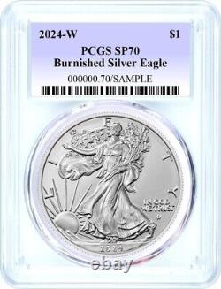 2024 $1 W 1oz Burnished Silver Eagle PCGS SP70 Blue Label