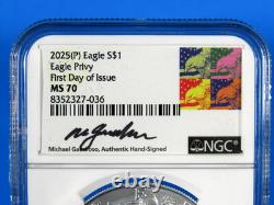 2024&25 (P) 2-Coin Set, Silver Eagle WithStar & Eagle Privies NGC Ms 70 FDOI Gaud