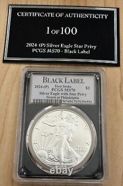 2024 ASE 1 oz Silver Eagle STAR PRIVY PCGS FS MS70 First Strike Limited 1 OF 100