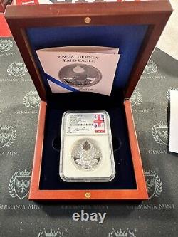 2024 Alderney Bald Eagle 2 oz Silver Proof UHR NGC PF70 Ultra Cameo FDOI Signed