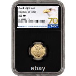 2024 American Gold Eagle 1/10 oz $5 NGC MS70 First Day Issue Grade 70 Black