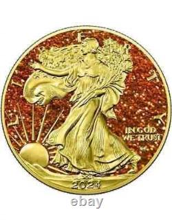 2024 American Silver Eagle 1 oz Silver Precious Gemstones Imperial Orange Topaz