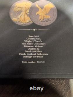 2024 American Silver Eagle 1oz Silver Ruthenium And Gold Finish/500 2024 American Silver Eagle 1oz Silver Ruthenium And Gold Finish/500