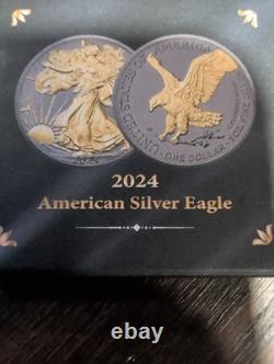 2024 American Silver Eagle 1oz Silver Ruthenium And Gold Finish/500