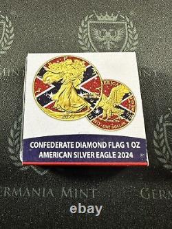 2024 American Silver Eagle Diamond Dusted & Gold Gilded Flag Edition Minted 500